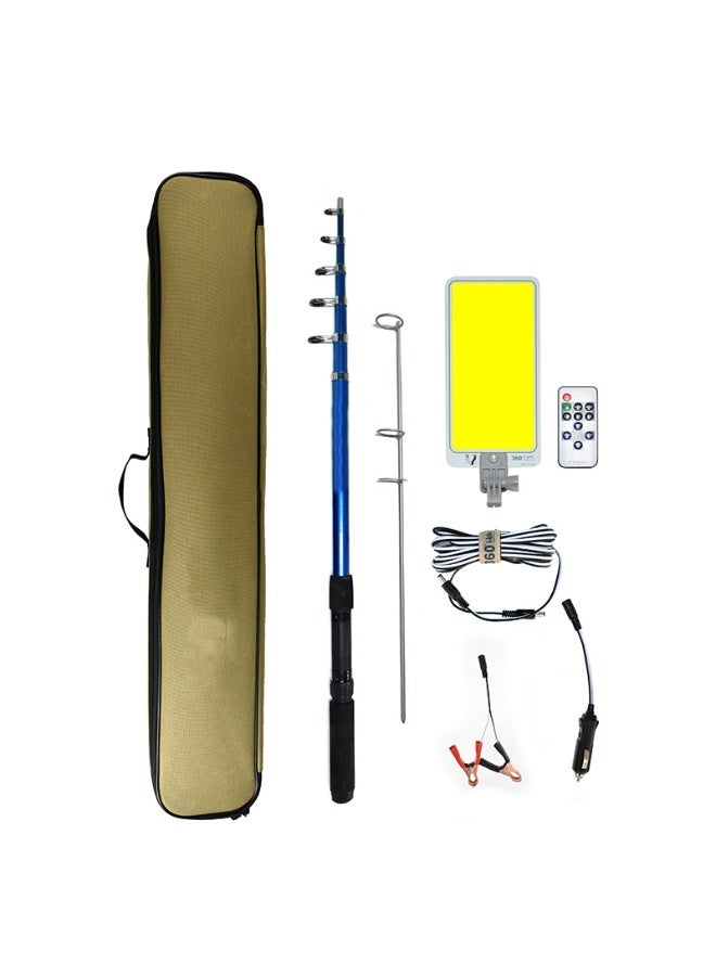 JIHAM Outdoor Fishing LED Lamp Combo with Adjustable Fishing Rod, Ground Stake Holder, 5 Meter Wire, Remote Control and Strong Battery Clips for Lake and Sea Fishing - Image 1